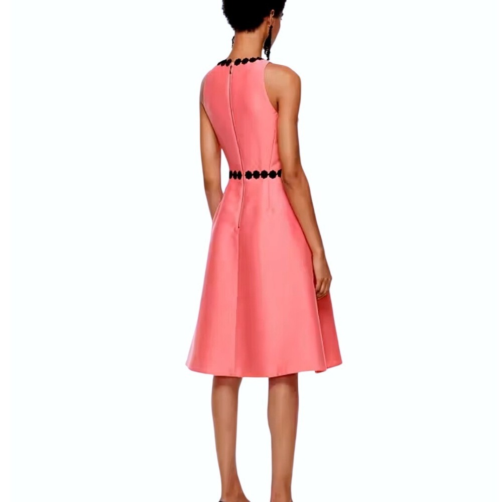 Kate Spade New York Pink Sleeveless‎ Floral Lace Trim Mikado Fit & Flare Dress 8 - Picture 5 of 9
